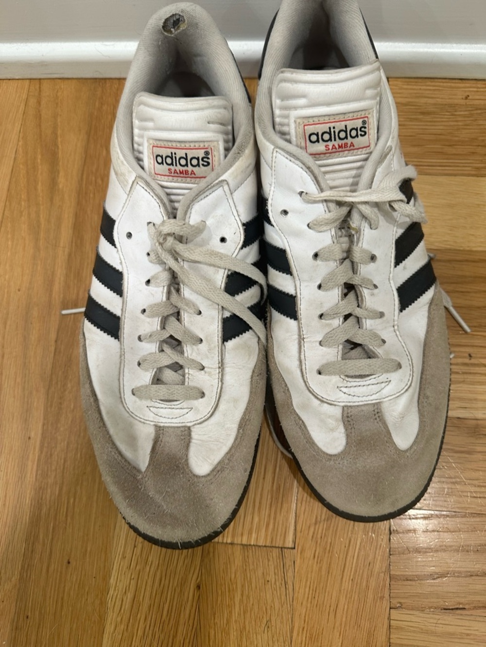 adidas Samba White with Black Stripes Suede Toe Sneakers Men’s 12